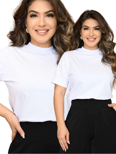 T-SHIRT GOLA ALTA FEMININA