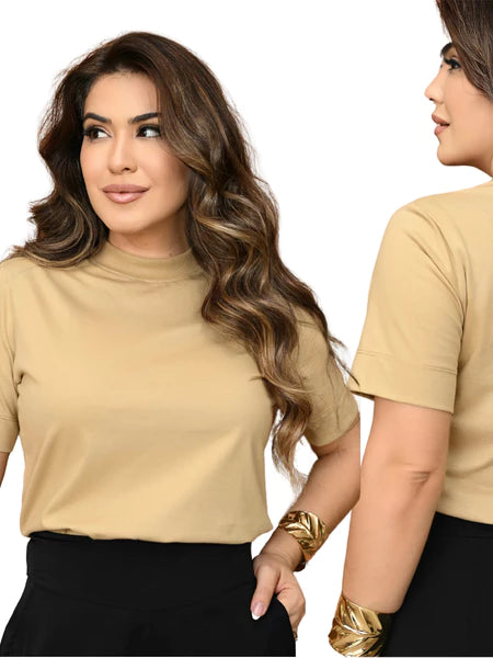 T-SHIRT GOLA ALTA FEMININA