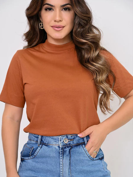 T-SHIRT GOLA ALTA FEMININA