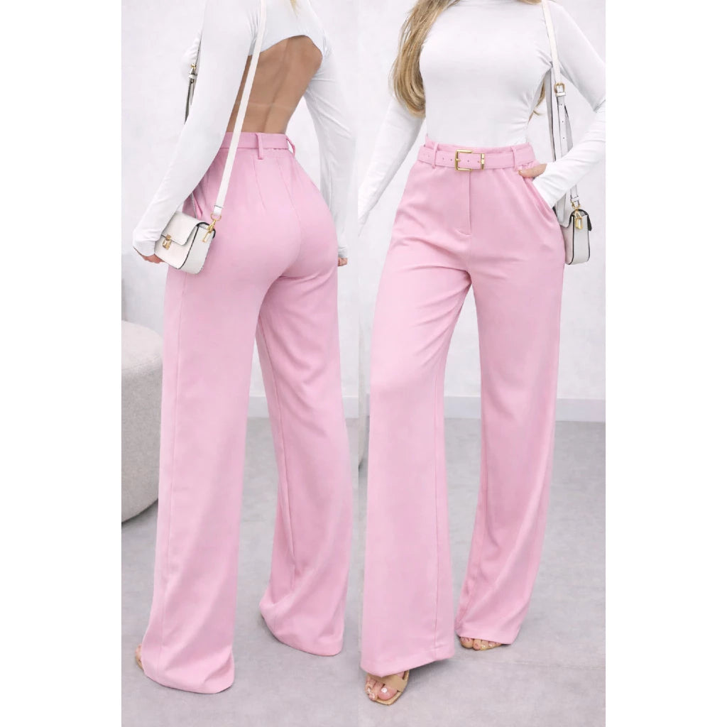 Calça Pantalona Feminino Alfaiataria Premium Com Cinto