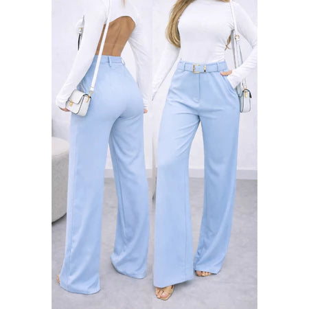 Calça Pantalona Feminino Alfaiataria Premium Com Cinto