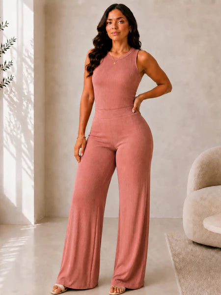 Conjunto de calça pantalona e blusa feminino adulto
