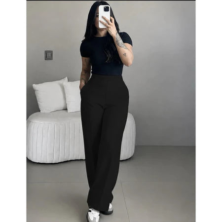 Calça Tecido Duna Pantalona