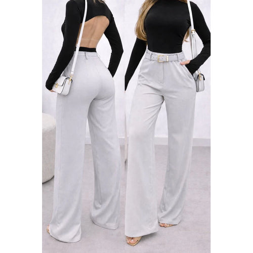 Calça Pantalona Feminino Alfaiataria Premium Com Cinto